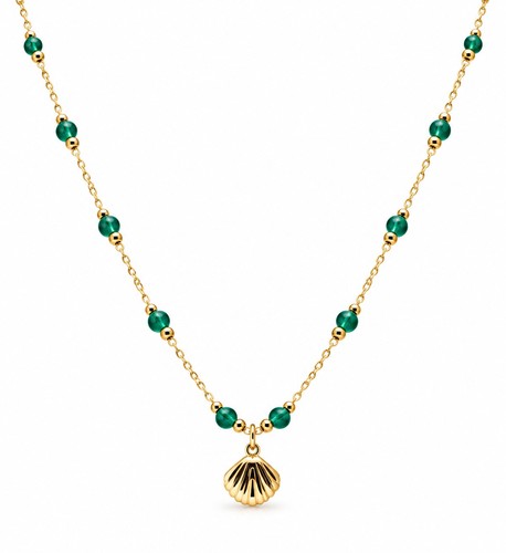 18k gold plated green bead - 18k,