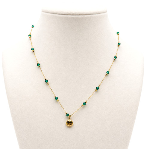 18k gold plated green bead - gold,